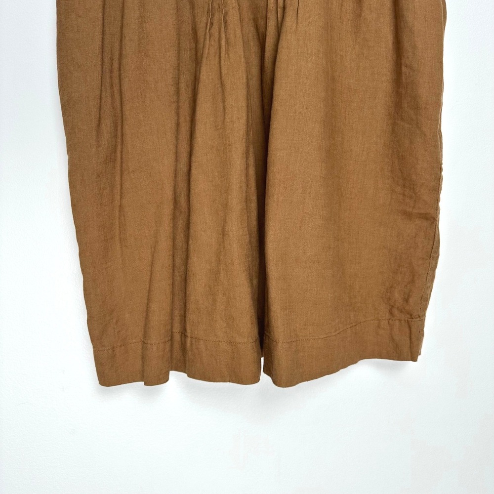 Quince 100% European Linen Pintuck‎ Mini Dress Brown Short Sleeve XS - Picture 7 of 11